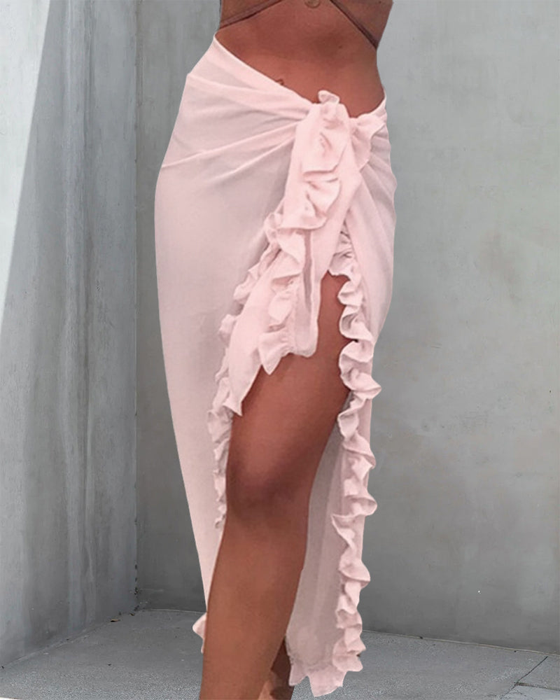 Едноцветен воланов покрив