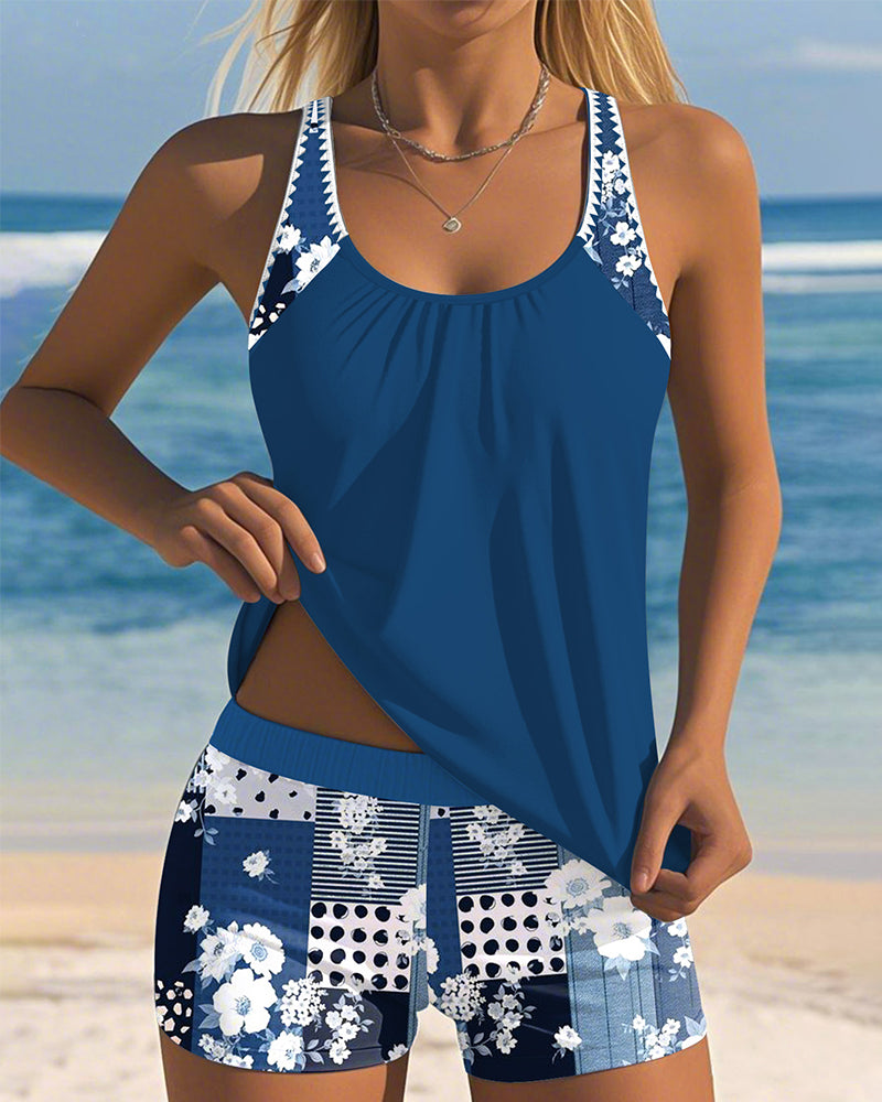 Дамски Бански Костюм с Принт, Два Часа, Боксер