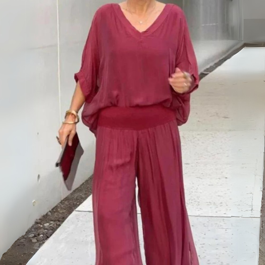 Амани | Лек бохемски комплект с блуза и панталони