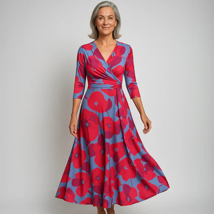 Люси | Елегантна Цветна Завиваща Сукня