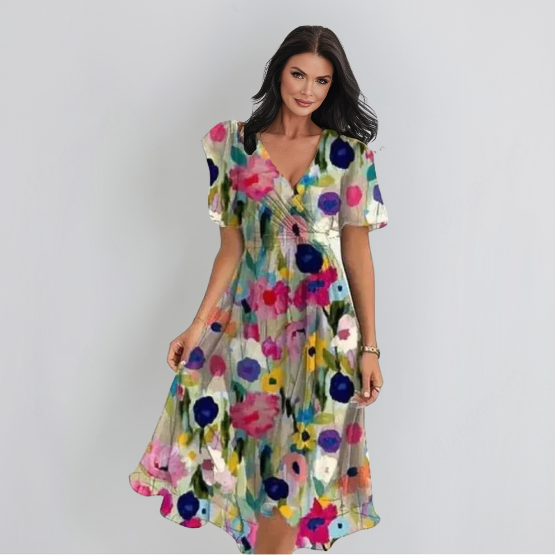 Ленка | Елегантна рокля с V-образно деколте