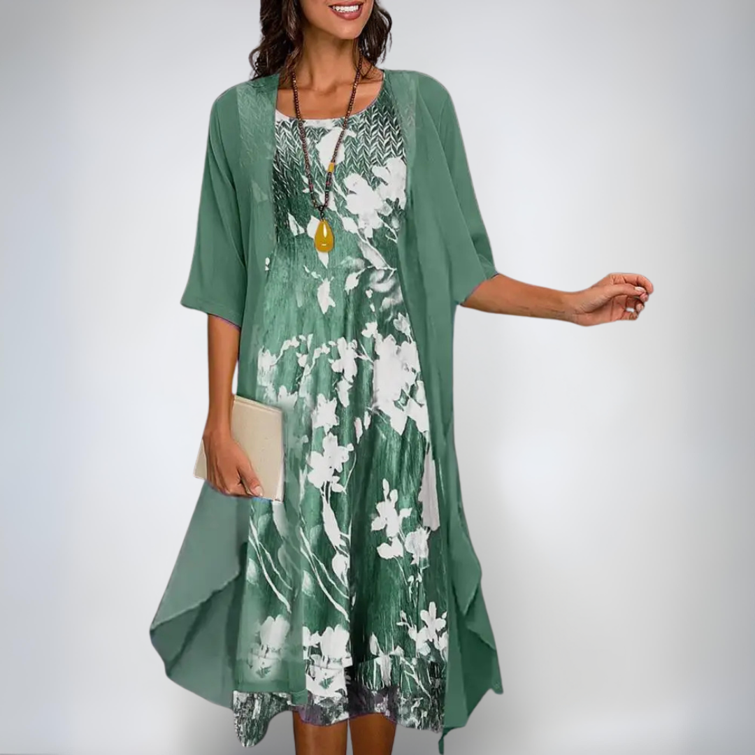 Каролина | Елегантна цветна рокля