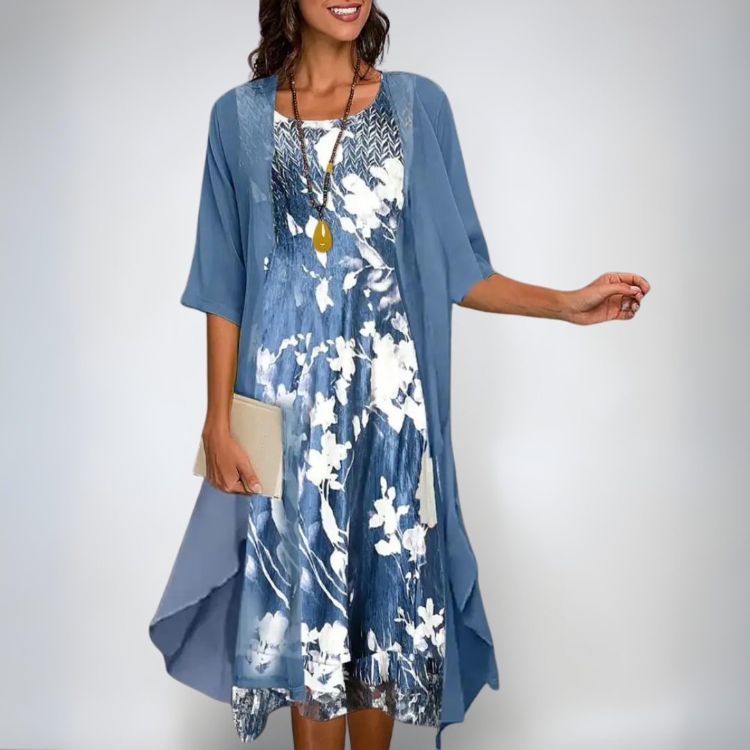 Каролина | Елегантна цветна рокля