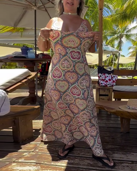 Безпроблемен бански с принт на сърца за ваканции