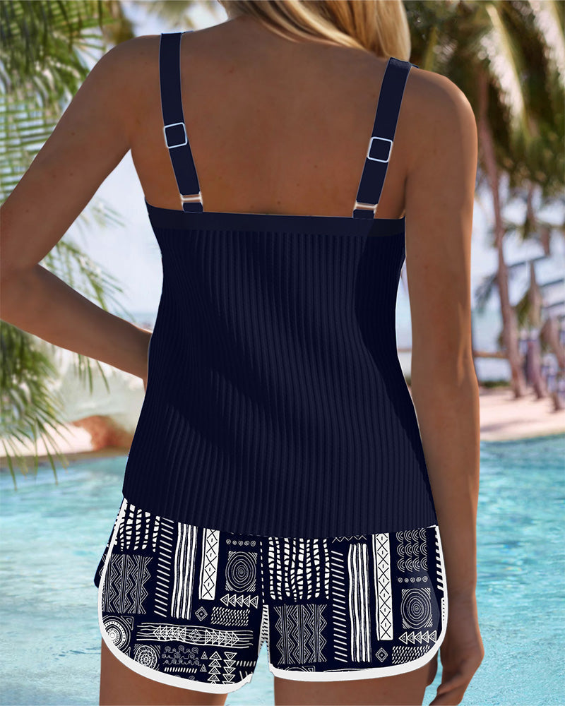 Двуслойен бански костюм с графичен принт