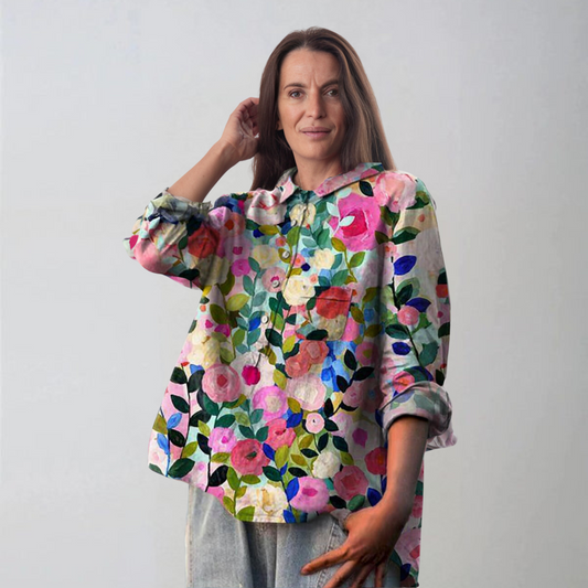 Лила | Блуза с цветен принт
