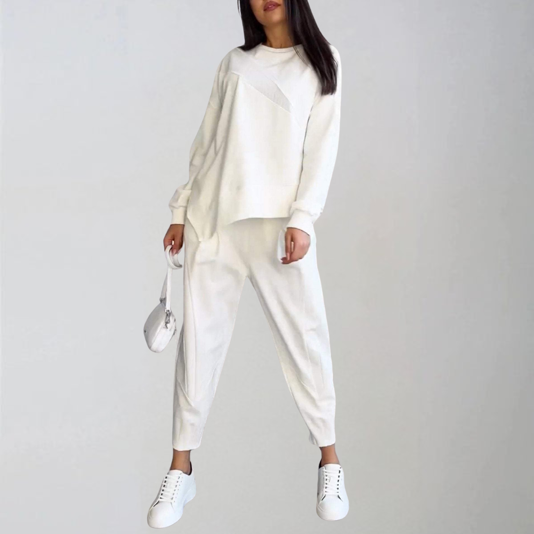 Бабет | Стилен двуделен комплект с кръгло деколте