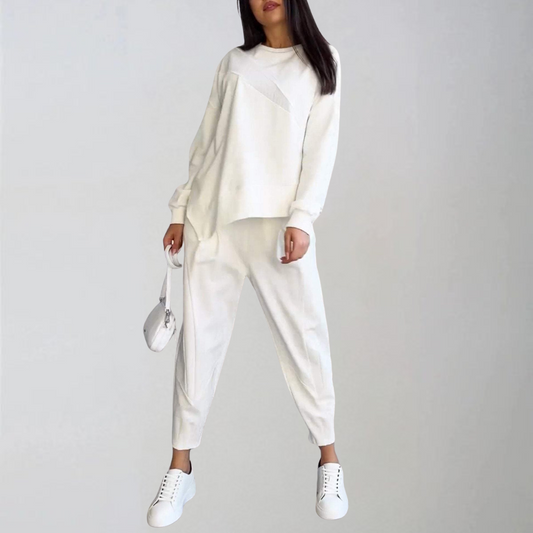 Бабет | Стилен двуделен комплект с кръгло деколте