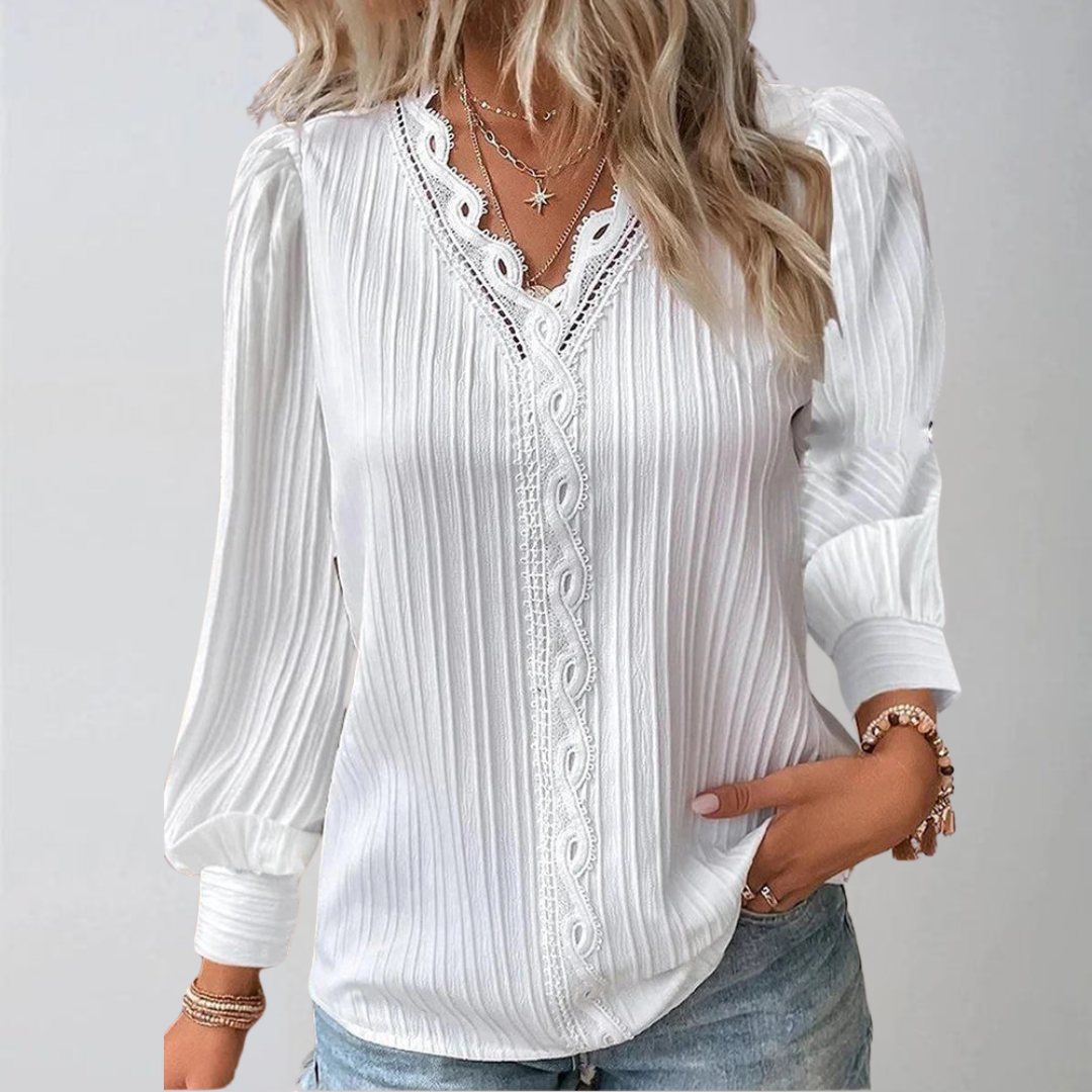 Ема | Шифонова блуза с дантела