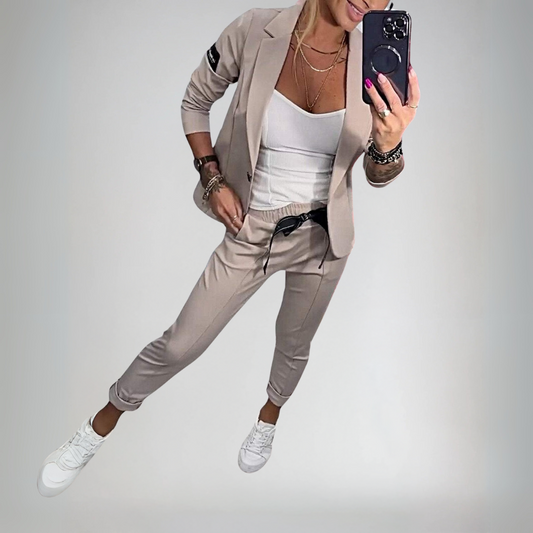 Moxie | Двуделен дамски комплект топ с яке и ластик